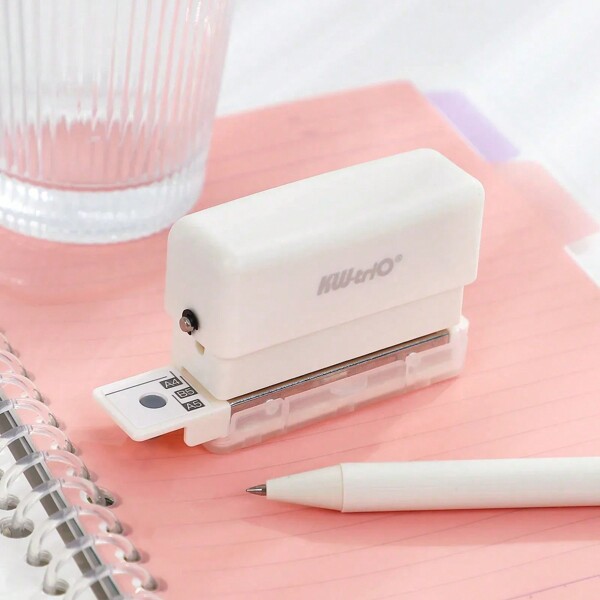 1pc White Loose-Leaf Hole Punch, 6-Hole Paper Hole Punch, Structural Hole Punch, Easy To Use, Raised, Easy To Carry, Compatible With A5/B5/A4, Notebook, Office Use, Hole Punch