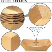 10PCS/1PC 牛皮纸盘，防水防油牛皮纸盒，8.23X5.98X1.97 英寸。它们用于盛放炸薯条、玉米片、小吃、热狗、玉米卷、烧烤、爆米花，适合派对、野餐和婚礼派对（棕色）。 - 彩色 - 查看 5