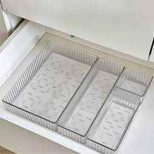 18pcs Transparent Drawer Storage Boxes, 4 Size Stackable Makeup And Vanity Drawers, Bathroom Drawer Storage Containers For Cosmetics, Office Supplies, Kitchen Tools Home Bathroom Decor Bathroom Organizer