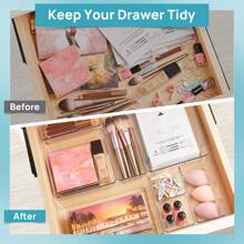 13pcs Transparent Plastic Drawer Organizers Set, 4 Different Sizes Multi-Function Bathroom And Dresser Drawer Organizer Trays, Cosmetic Storage Box For Bedroom, Kitchen And Office - Clear - View 8