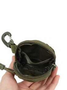 1 pieza Bolsa de almacenamiento portátil e impermeable para audífonos con estilo simple, llavero con gancho mosquetón, accesorio para exteriores para hombre, billetera, billetera mini, monedero, monedero