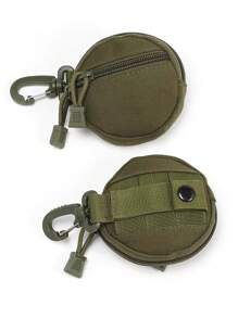 1 pieza Bolsa de almacenamiento portátil e impermeable para audífonos con estilo simple, llavero con gancho mosquetón, accesorio para exteriores para hombre, billetera, billetera mini, monedero, monedero