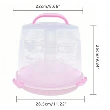Portable 3-Tier Cupcake Transporter Dome Box Pink Muffin Holder With Locking Lid - Multicolor - View 2