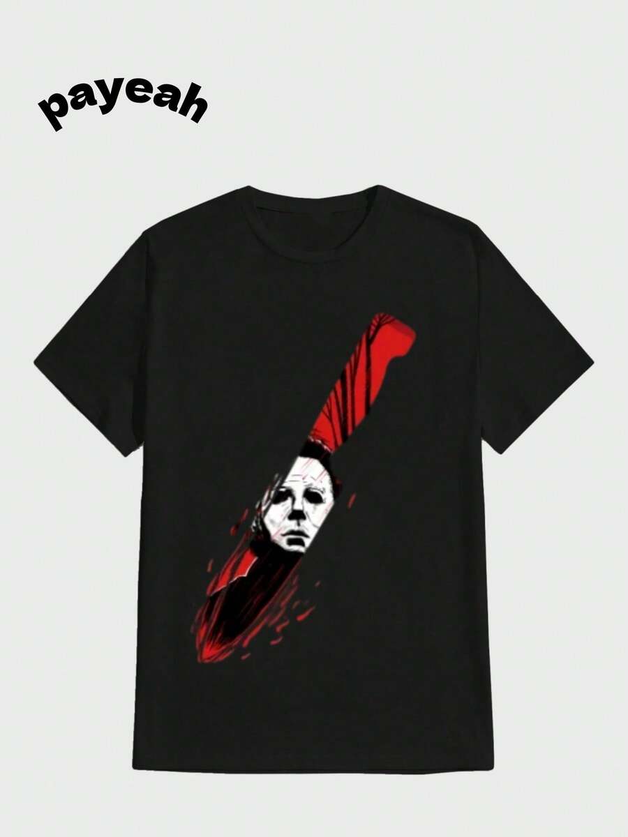 Payeah Movie Character Scissorhands Fashion Print Casual Digital Print  Pure Heavy Cotton T Shirt