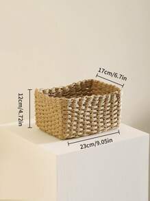 1 pezzo di cestino portaoggetti intrecciato a mano, design intrecciato creativo per cestino portaoggetti per la casa, organizzazione e conservazione domestica, adatto per soggiorno, camera da letto, dormitorio e accessori per ufficio, decorazione per la casa, decorazione in stile fattoria, Cestino portaoggetti in erba marina in stile boho con accenti in legno e rattan, decorazione moderna per patio e giardino