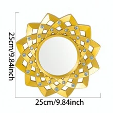 Set di 3 specchi da parete in plastica dorata creativa, decorazione da parete elegante e di lusso, senza elettricità necessaria (25 cm/9,84 pollici), ideale per soggiorno, camera da letto, ingresso, decorazione per la casa, ottimo regalo