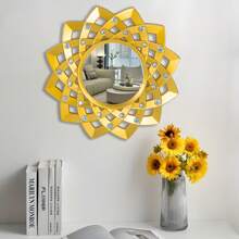 Set di 3 specchi da parete in plastica dorata creativa, decorazione da parete elegante e di lusso, senza elettricità necessaria (25 cm/9,84 pollici), ideale per soggiorno, camera da letto, ingresso, decorazione per la casa, ottimo regalo