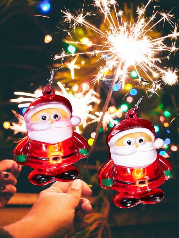 1 Pair Christmas Luminous Earrings, Glowing Christmas Decor Accessories,Room Decor Christmas Decor Christmas Light Bedroom Decor Home Decor Party Decor Holiday Festival Christmas Gift Thanksgiving Christmas Tree Decor Ornaments