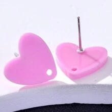20pcs Colorful Acrylic Heart Shaped Earring Studs For Women, Jewelry DIY Accessories Valentines