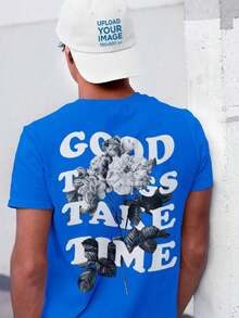 Men's T-Shirt 100% Cotton Premium Genuine Grit Streetwear Shirt - 寶藍色 - 查看 1