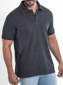 Men's Polo Shirt Plain Collar Premium Uniforms Cotton Polyester - Màu xám đen - Xem 2