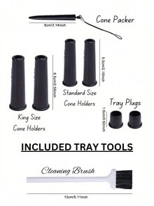 Bộ 9 khay cuộn vuông bằng kim loại có bộ nạp hình nón, phù hợp với tẩu thuốc lá cỡ tiêu chuẩn và đầy đủ, bộ nạp tẩu thuốc lá đã cuốn sẵn kèm chổi vệ sinh, phễu lọc và con lăn - Món quà hoàn hảo cho người đam mê thuốc lá! - Nhiều màu - Xem 3