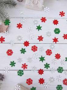 50/100 chiếc nút gỗ hình cây thông Noel và bông tuyết, dùng để làm đồ thủ công và trang trí Giáng sinh DIY - Nhiều màu - Xem 6