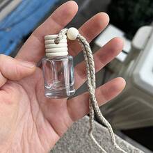 1 件悬挂式汽车空气清新剂扩散器，6-10ml 可再填充空透明玻璃吊坠瓶，芳香精油香水吊坠水晶瓶，木制瓶盖和悬挂线，几何装饰配件用于汽车装饰 - 彩色 - 查看 11