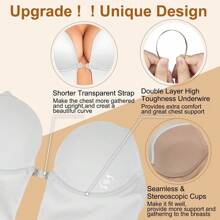 Backless Shapewear For Women Invisible Bras U Plunge Thong Bodysuit Sexy Deep V Push Up Bra Under Wedding Dress Underwear Tummy Control Slimming Body Shaper Built In Bra Low Back Adjustable Straps Fajas Colombianas Corset - 白色 - 查看 5