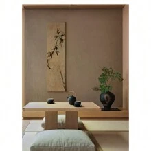 1 件茶室挂画，侘寂风格民宿过道，竹墨书院书房，新中式竖式装饰画，帆布 - 彩色 - 查看 6
