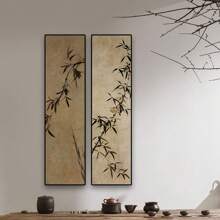 1 件茶室挂画，侘寂风格民宿过道，竹墨书院书房，新中式竖式装饰画，帆布 - 彩色 - 查看 11