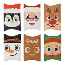 6/12 件圣诞礼品盒 - 环保牛皮纸，带有圣诞老人、雪人和驯鹿图案，适合派对礼物 - 完美的节日装饰 - 彩色 - 查看 1