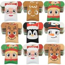 6/12 件圣诞礼品盒 - 环保牛皮纸，带有圣诞老人、雪人和驯鹿图案，适合派对礼物 - 完美的节日装饰 - 彩色 - 查看 7