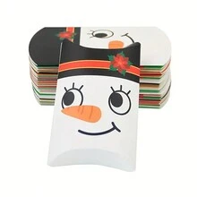 6/12 件圣诞礼品盒 - 环保牛皮纸，带有圣诞老人、雪人和驯鹿图案，适合派对礼物 - 完美的节日装饰 - 彩色 - 查看 9