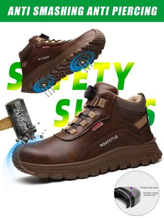 4-Season Button Closure Impact Resistant & Puncture Proof Insulated Safety Shoes, Comfortable For Long-Time Standing Work