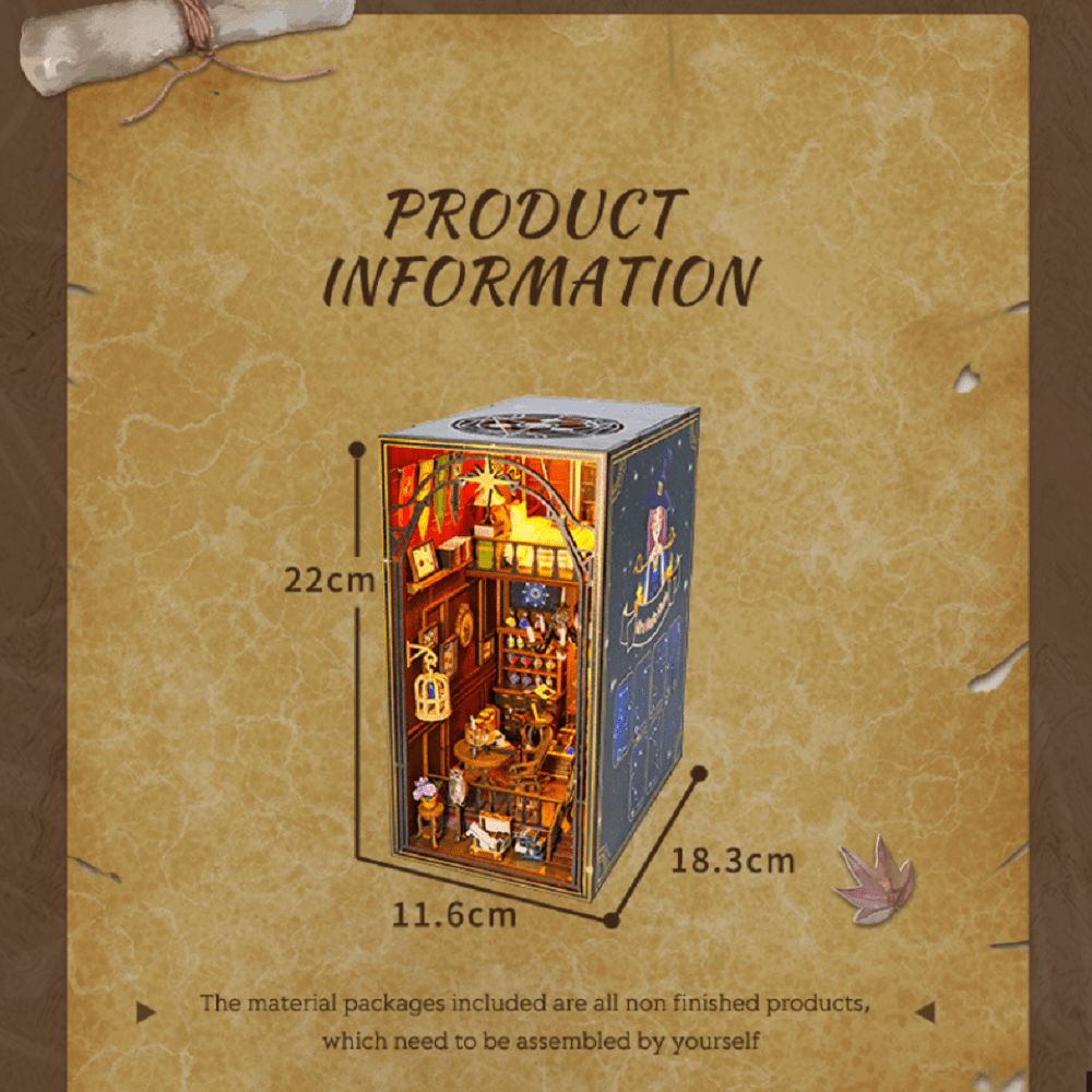 DIY Dollhouse Miniature Book Nook Assemble Kit Magic House Style 3D