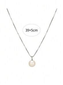 1pc S925 Sterling Silver Simple Elegant Pearl Necklace For Women, Delicate, Chic, Small Collarbones Chain, Great Gift