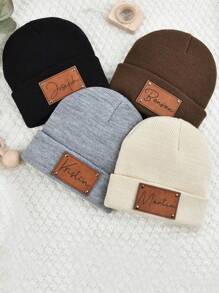 Name Beanie, Custom Newborn Infant Toddler Kids Youth Child Hat Adult, Vegan Leather Patch, Custom Baby Beanie, Knit Hat, Newborn Infant Toddler Kids Youth Child Adult, Slouchy, Personalized Name Engraved Matching Beanie, Newborn Baby Beanies, Leather Patch Beanies For Baby Personalized, Beanies For Babies, Infant Beanie With Name, Kid Knitted Hat, Baby Shower Gift, Personalized Gifts, Wedding Party Gifts Back To School Winter Gift Ideas Boy Girl Valentine's Day Multi-Functional,Ornamental,Letter Exquisite,Stylish,Baby Fashion,Soft Squishy,Colorful,Cute Kawaii Adorable Unique,Customized Treasurefinds,Baby Gifts,Cutebaby For Children's Day,Customized Kids Hats, Gloves And Scarves,Easy Comfort