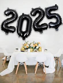 4 件 16 英寸/32 英寸 2025 黑色新年快乐数字气球，新年派对装饰，摄影工作室道具及用品，圣诞装饰，适用于除夕派对、周年纪念、毕业装饰 - 黑色 - 查看 6