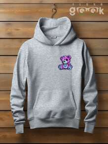 Sweatshirt Bear Streetwear Oversize Style Cute Bear CANGURU 2525 GEEK FLUX - 灰色 - 查看 2