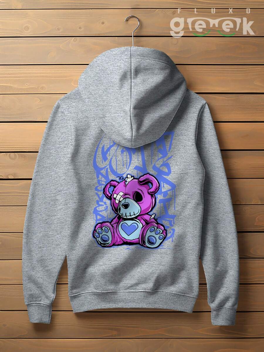 Sweatshirt Bear Streetwear Oversize Style Cute Bear CANGURU 2525 GEEK FLUX - 灰色 - 查看 1