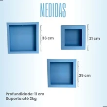 Square Niche Kit 3 Sizes In Blue Painted MDF S M L Fixed Wall Decoration - 藍色 - 查看 4