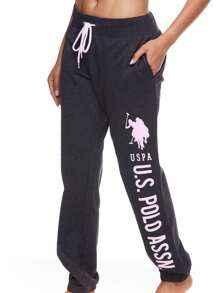 U.S. Polo Assn. Essentials Pink Sweatpants With Pockets, Comfy, Breathable French Terry Women Joggers, Perfect Blend Of Comfort And Sporty Style - 深灰色 - 查看 1
