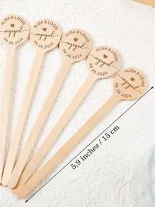 20pcs/50pcs/100pcs Wooden Round Drink Stirrers, Bamboo Cocktail Sticks, Wedding Decorations, Customizable Cocktail Mixing Sticks For Bars, Beverage Mixing, Bachelor Parties