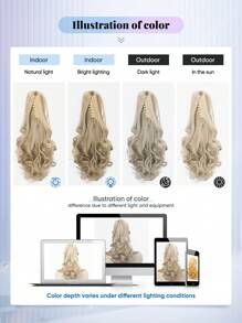 Haarverlängerung mit Klammer, Pferdeschwanz-Accessoire, schwarz, hellbraun, schokoladenbraun, Mehrfarbig, 12 Zoll, tiefe Welle, hitzebeständige Kunstfaser, synthetischer Pferdeschwanz-Haarschmuck, lockiges Haar für Frauen, für den täglichen Gebrauch, Cosplay, Weihnachten, Musikfestival, Karneval, Feiertage, Party und chinesisches Neujahrsfest als Geschenk verwendbar