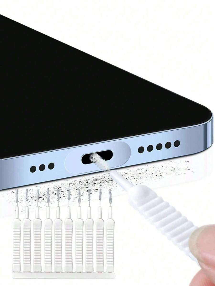 Bộ 10 chiếc/bộ Cọ vệ sinh khe hở Abs - Cọ vệ sinh khe hở màu trắng đơn giản cho gia đình, Dụng cụ vệ sinh khe hở giao diện điện thoại di động, Cọ vệ sinh vòi hoa sen để ngăn ngừa tắc nghẽn cho lỗ vòi và phòng tắm, Cọ vệ sinh cống