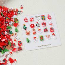 100 件/包混合圣诞树脂装饰套件 - 美甲装饰、DIY 手机壳和发夹装饰 - 各种圣诞主题配饰，包括圣诞老人、树木、雪人、铃铛等 - 彩色 - 查看 2