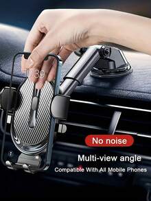 Car Phone Holder, Suction Cup Mount Adjustable 360 Degree Rotation Multi-Function Phone Stand For Car Navigation - Black - View 4