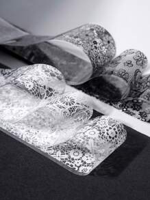 Beautizon Nailartlab 10 件装蕾丝花朵指甲饰品贴花 DIY 艺术哥特式风格深色指甲装饰贴纸 - 彩色 - 查看 6