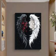 Black And White Rose Wing Diamond Painting Kit For Home Wall Decor - Suitable For Living Room And Perfect For Gifting Friends And Family - Multicolor - View 1