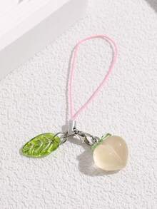 1 件可爱夜光桃子手机挂饰、可爱粉色水果挂绳、手机链、手机配件 - 彩色 - 查看 8