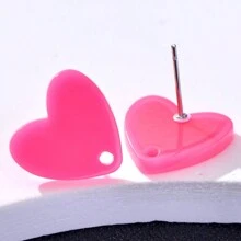 20pcs Colorful Acrylic Heart Shaped Earring Studs For Women, Jewelry DIY Accessories Valentines