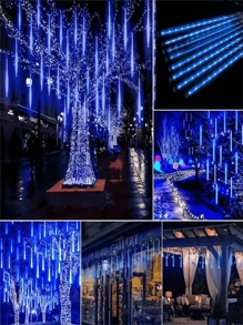 1 Bộ Đèn Giáng Sinh Mưa Sao Băng, 8 Ống 192 Đèn Cây Hình Băng, Đèn Trang Trí Lễ Tạ Ơn Và Halloween Dùng Nguồn USB, Thích Hợp Cho Lễ Hội, Tiệc Tùng, Đám Cưới Và Trang Trí Mùa Thu, Đèn Chiếu Sáng Ngoài Trời Cho Lối Đi, Sân, Sân Trong - Nhiều màu - Xem 5