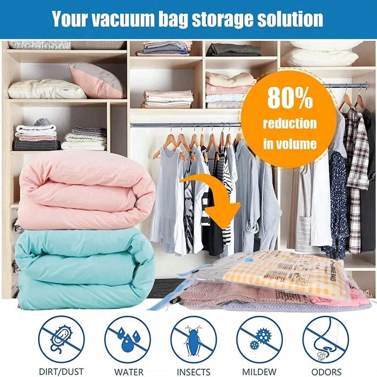 Sacs De Rangement Sous Vide Extra-Larges 130x100 Cm - Lot De 4 Pour Couettes Et Vêtements