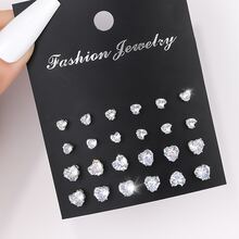 Bộ 24 chiếc/Bộ hoa tai đinh tán hình ngũ giác tối giản thời trang & hình giọt nước & hình bầu dục & hình chữ nhật, thiết kế dành cho cả nam và nữ, hoàn hảo cho kỳ nghỉ, tiệc tùng, hẹn hò, quà tặng ngày lễ, đeo hàng ngày (Không có hộp) - bạc - Xem 10