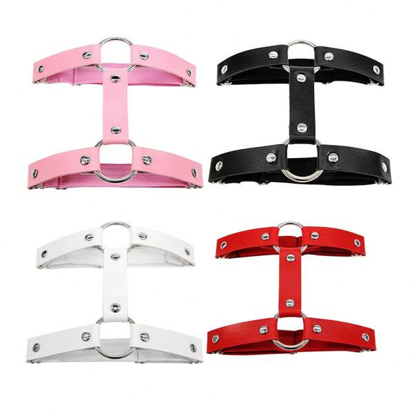 1 pieza Cadenas para piernas con anilla en forma de O de color negro y rosa en estilo punk, arnés, joyería del Body, correas de tirantes para mujeres, regalo