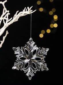 1 Acrylic Hexagonal Ice Crystal Snowflake Decoration Pendant, High Transparency Home Holiday Pendant, Christmas Colored Snowflake Pendant