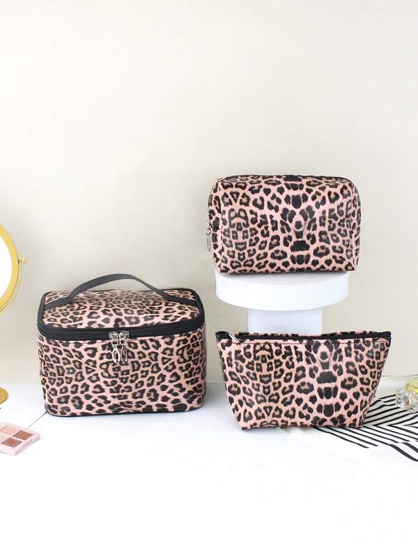3pcs Leopard Print PU Leather Multifunctional Large Capacity Toiletry Bag, Portable Cosmetic Makeup Travel Organizer Pouch For School, Home, Touch Up, Material, Recommended For Girls Makeup Travel Toiletry Organizer Essentials Gifts Storage Zipper Accessories Nail Bags, Makeup Bag, Makeup Organizer, Makeup Bags, Make Up Organizer, Toiletry Bag, Desk Organiser, Cosmetic Bag, Makeup Bag, Makeup Pouch, Bag, Vanity, Makeup Bags, Small Makeup Bag, Makeup Pouch, Cosmetic Bag, Large Capacity, Large Makeup Bag, Gifts For Women, Christmas Gifts, Gift Ideas For Women,Makeup Pouch,Travel Essential