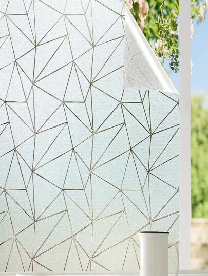 Fensterfolie für Privatsphäre für Glasfenster, mattierte Fensterfolie mit dreieckigem Muster, statisch haftend ohne Kleber für Zuhause, Bad, Schlafzimmer, Büro, UV-beständig