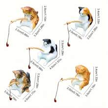 5-teiliges Set Katzen Angeldekorationen für Aquarien - kreative Harzdekorationen, geeignet zur Verschönerung von Aquarien, Zuhause und Schreibtischen (lässiger Stil)